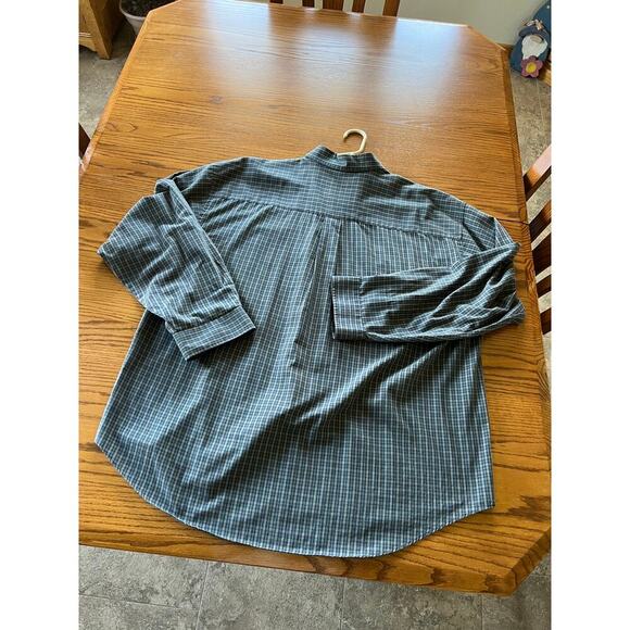 Van Heusen Men's XXL 18-18 1/2 green and blue plaid casual button down shirt - Picture 3 of 4